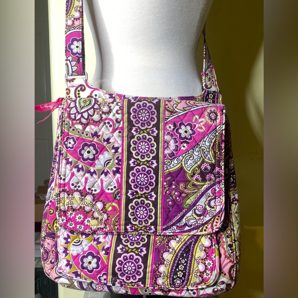 Vera Bradley Pink and Purple Paisley Crossbody Bag